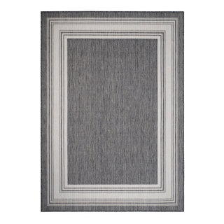 8'x11' Outdoor Rug-Black & White Cabana Stripe