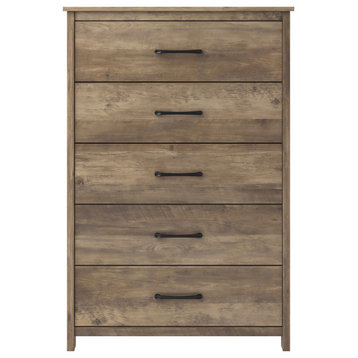 Gianni 5 Drawer Knotty Oak 31.5 in. Chest of Drawers With Ultra Fast Assembly