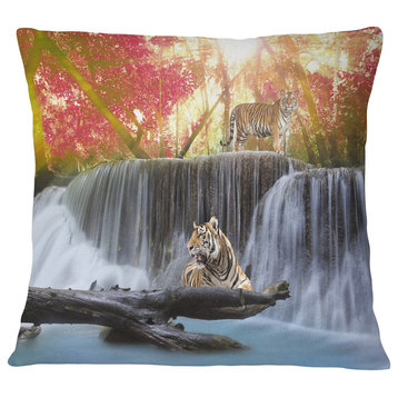 Tiger in the Jungle Photography Throw Pillow, 16"x16"