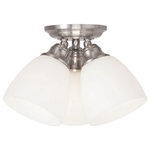 Livex Lighting - Livex Lighting 13664-91 Somerville - Three Light Flush Mount - Canopy Included: TRUE  Shade InSomerville Three Lig Brushed Nickel Satin *UL Approved: YES Energy Star Qualified: n/a ADA Certified: n/a  *Number of Lights: Lamp: 3-*Wattage:100w Medium Base bulb(s) *Bulb Included:No *Bulb Type:Medium Base *Finish Type:Brushed Nickel
