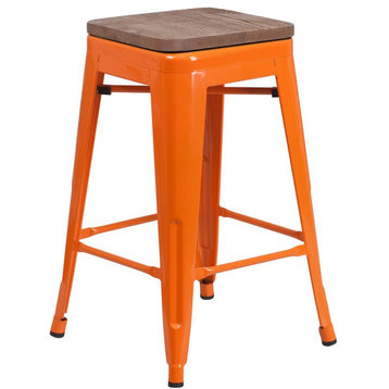 Flash Furniture 24" Backless Metal Counter Stool in Orange