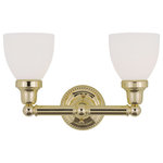 Livex Lighting - Livex Lighting 1022-02 Classic - Two Light Bath Bar - Shade Included: YesClassic Two Light Ba Polished Brass Satin *UL Approved: YES Energy Star Qualified: n/a ADA Certified: n/a  *Number of Lights: Lamp: 2-*Wattage:100w Medium Base bulb(s) *Bulb Included:No *Bulb Type:Medium Base *Finish Type:Polished Brass