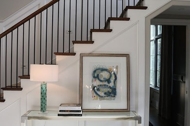 Inspiration for a large craftsman wooden u-shaped mixed material railing staircase remodel in Atlanta