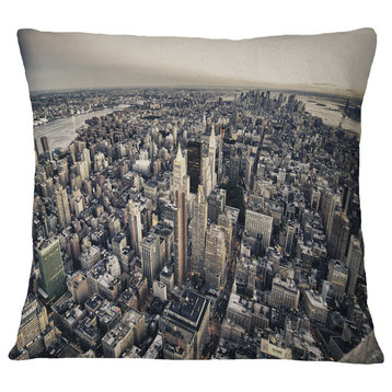 Architecture And Colors of New York Modern Cityscape Throw Pillow, 18"x18"