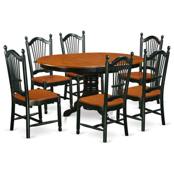 East West Furniture Avon 7-piece Wood Dining Set in Black/Cherry