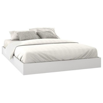 Pemberly Row Contemporary Wood Queen Size Platform Bed in White