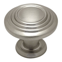 Cosmas - 3-Ring Cabinet Knob, 1-1/4" Diameter, Satin Nickel, Set of 10 - Cabinet And Drawer Knobs