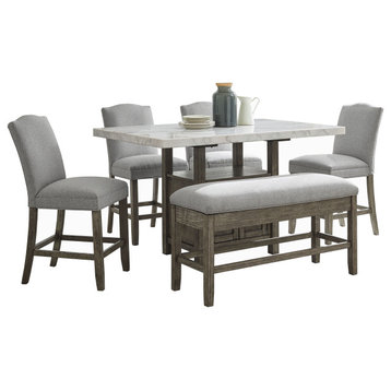 Grayson Dining Set, With 4 Chairs and 1 Bench