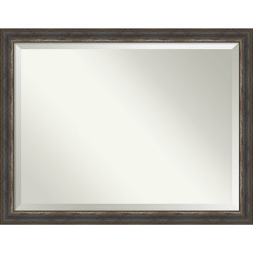 Alta Rustic Char Beveled Bathroom Wall Mirror - 44.5 x 34.5 in.