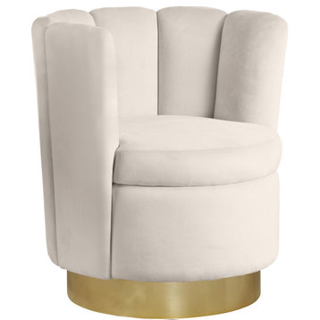 Lily Velvet Upholstered Accent Chair, Cream