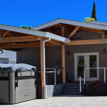 Traditional Craftmanship and Modern Rustic Patio Cover, Deck, and railing