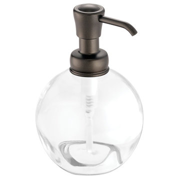 iDesign York Glass Soap Pump, Clear and Bronze