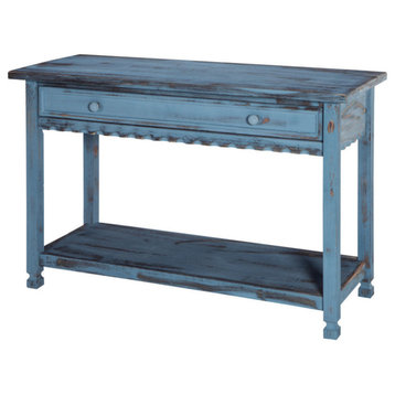 Country Cottage Media/Console Table, Blue Antique Finish