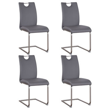 Home Square 5-Piece Set with Glass Dining Table & 4 Side Chairs in Gray