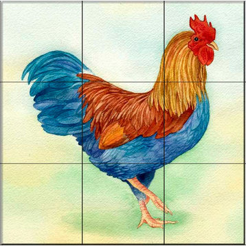 Tile Mural, Rooster 4 by Lynnea Washburn