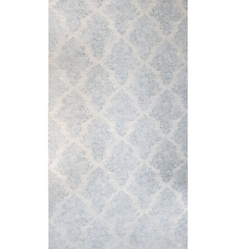 Light rustic gray blue victorian vintage damask faux fabric textured Wallpaper, 8.5'' X 11'' Sample