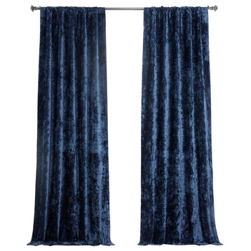 Lush Crush Velvet Window Curtain Single Panel, Sapphire Blue, 50w X 84l