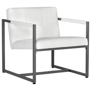 Studio Designs Home Camber Small Metal and Bonded Leather Accent Chair in White