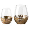 Reena I Small Gold Woven Metal Base Table Candle Holder