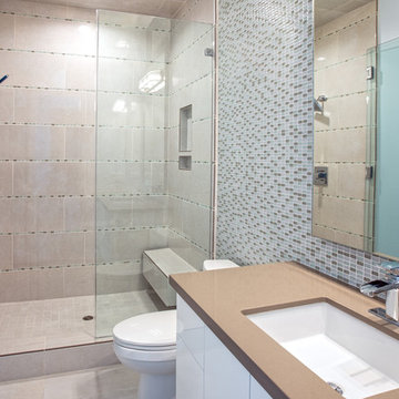 Prairie-Inspired Guest Bath with Glass-Enclosed Shower