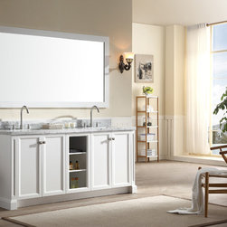 73 inch Contemporary Double Sink Bathroom Vanity Set in White Finish - Bathroom Vanities And Sink Consoles