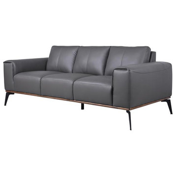 Hawthorne Collections 19.7" Modern Top Grain Leather Sofa in Gray