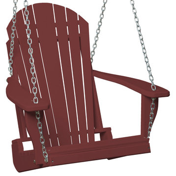 Poly Lumber Adirondack Swing Chair With Chains, Cherrywood