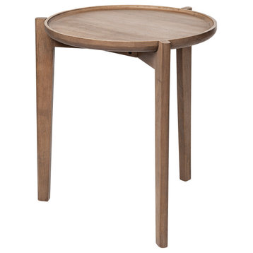 Cleaver I Medium Brown Solid Wood Round Accent Table
