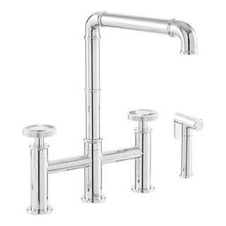 Avallon Pro Widespread Kitchen Faucet With Side Sprayer, Chrome -  Transitional - Kitchen Faucets - by Beyond Design & More