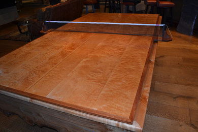 Big Leaf Maple billiards table with removable ping pong table