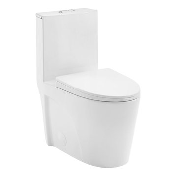 St. Tropez Elongated Toilet, Dual Flush, Glossy White