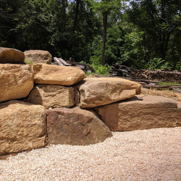 Ancient, Megalithic Sunken Fire Pit and Boulder Wall