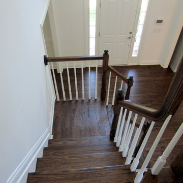 SAG HARBOR: RED OAK INSTALLED IN NEW EXTENSION/REFINISH ENTIRE HOME DARK WALNUT