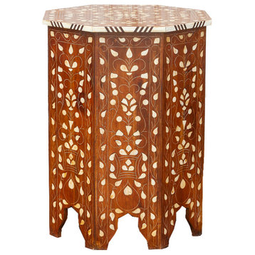 Mother of Pearl Inlay Damascene End Table