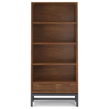 Banting Solid Hardwood Mid Century Bookcase, Walnut Veneer