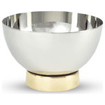 Serene Spaces Living - Stainless Steel Mini Bowl With Gold Rim Base - Our bowls have been created with excellent craftsmanship and is made up of stainless steel. The base of the bowl is painted with gold to add to its rich look and it can be used as a container for arranging ornaments and other decorations. The bowl is also food safe and measures 3.5in H X 5in D. Use them alone or mix them with our other silver bowls and trays to give your home, wedding, party, or event an elegant touch. These bowls are available as single piece and as a set of 4. You can count on quality design and manufacturing when you order Serene Spaces Living products, where we make everything with love.
