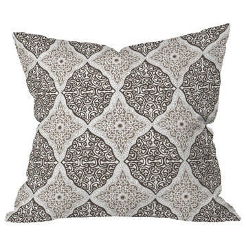 Belle13 Curly Rhombus Neutral Outdoor Throw Pillow, Small