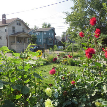 Garden with edible fence and native flowers