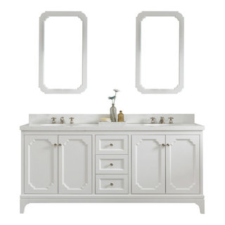 Eviva Elite Stamford 60 Gray Solid Wood Bathroom Vanity Set with Double OG  White Carrera Marble Top & White Undermount Porcelain Sinks