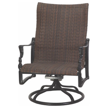 Bel Air Woven High Swivel Rocking Chairs, Set of 2, Shade/Ash Woven
