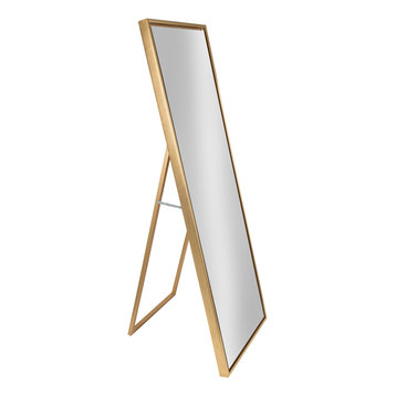 Evans Wood Framed Leaner Mirror With Easel Float Glass, Gold