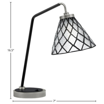 1-Light Desk Lamp, Graphite/Matte Black Finish, 7" Diamond Ice Art Glass