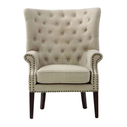 Ernest Dark Beige Polyester Arm Chair - Armchairs And Accent Chairs