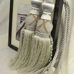 9 Colors QYM44 Polyester Curtain Tassel Tie Backs in Gray Color - Window Treatment Accessories
