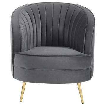 Wallace Modern Velvet Accent Chair In Gray