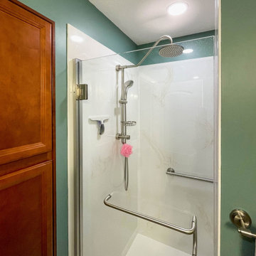 Basement Bathroom Remodel with Cultured Marble Shower