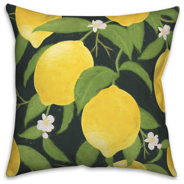 Black and Yellow Lemon 18x18 Spun Poly Pillow