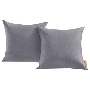 Convene 2-Piece Outdoor Wicker Rattan Pillow Set, Gray