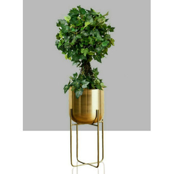 Gold Soho Planter with Detachable Metal Stand, Tall Planter