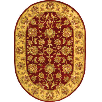 Safavieh Heritage Collection HG343 Rug, Red/Gold, 4'6" X 6'6" Oval